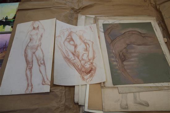 William Shackleton (1872-1933) Nude studies, Largest 22 x 15.5in. unframed.